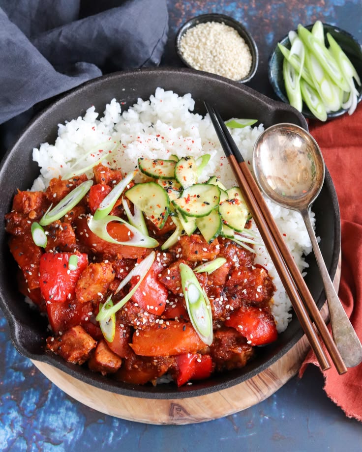 Korean Stir Fry with Vegetable Rice